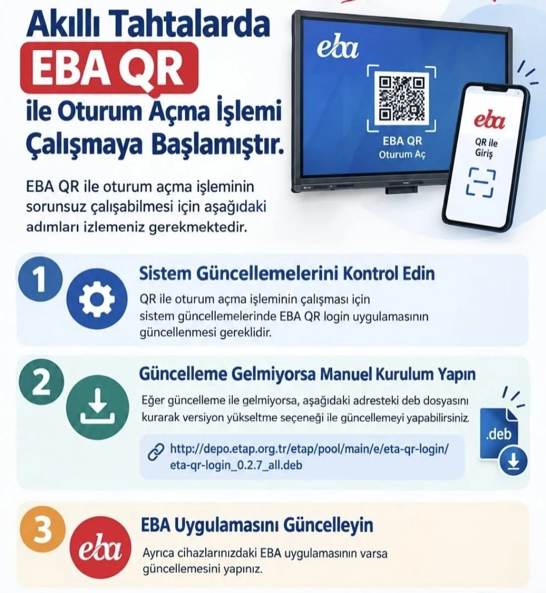 Akıllı Tahtalarda EBA QR ile Oturum Açma Dönemi Başladı