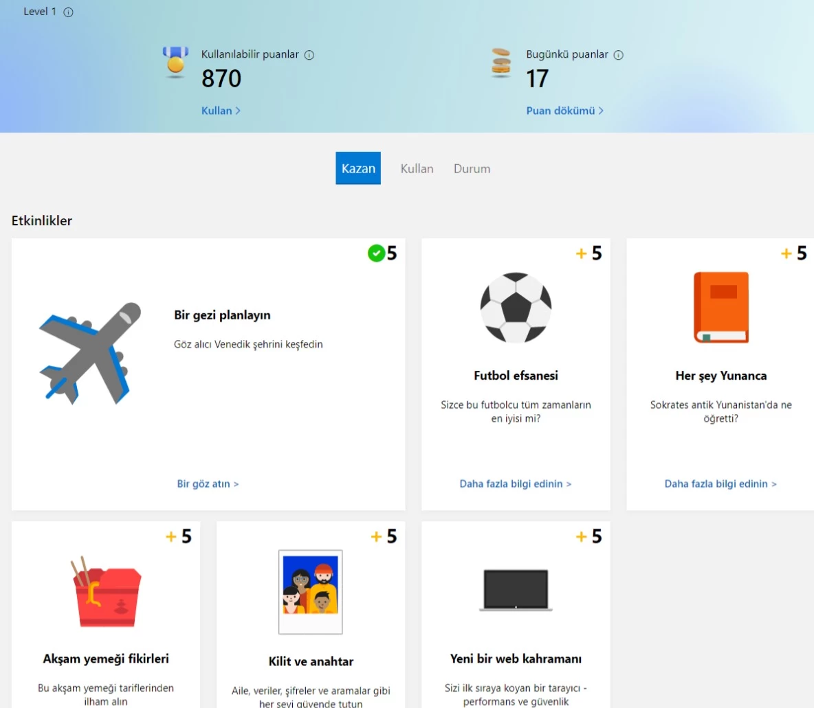 Bing aramalarda size puan veriyor