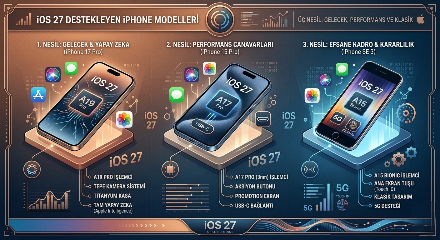 iOS 27 Alacak iPhone Modelleri ve Öne Çıkan Özellikleri Belli Oldu