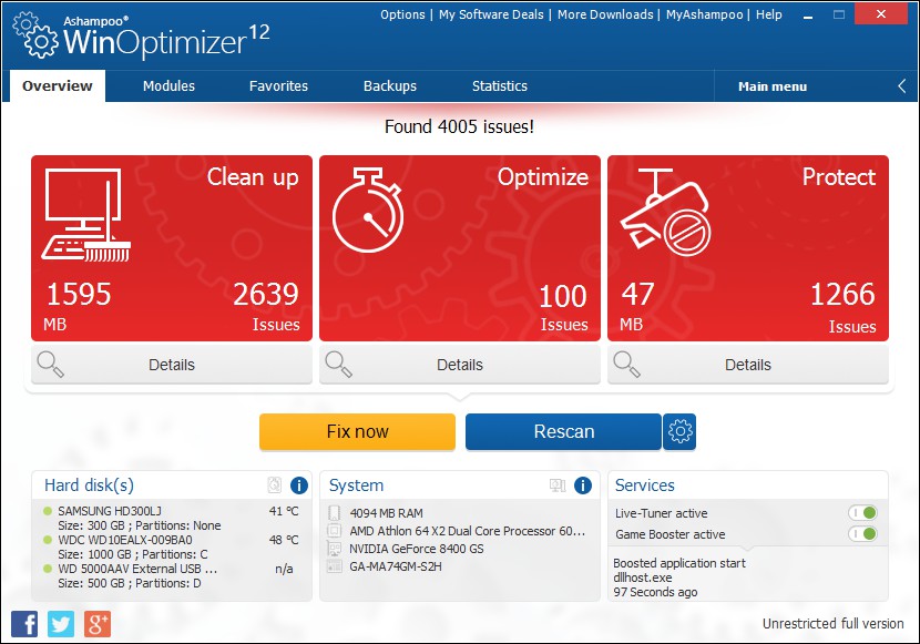 Ashampoo WinOptimizer  sistem optimizasyon