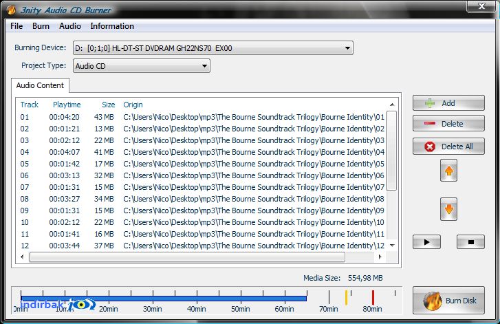 Audio CD BURNER  3nity Media Player indir