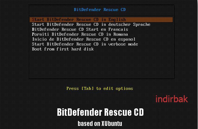 BitDefender RescueCD windows kurtarma cdsi