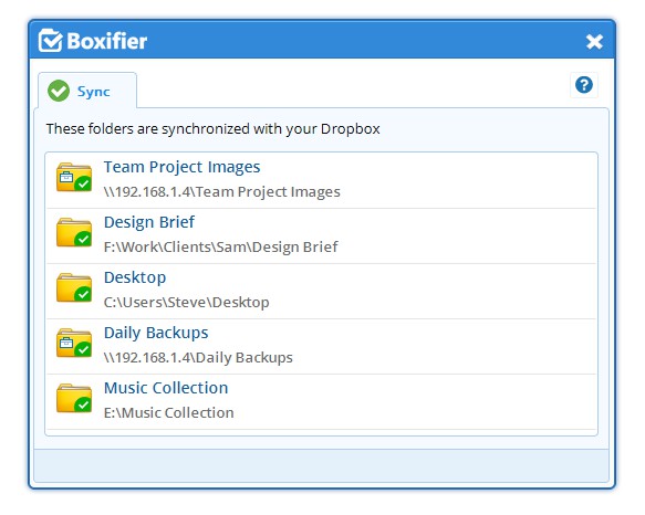 Boxifier Dropbox  senkronize veri yedekleme