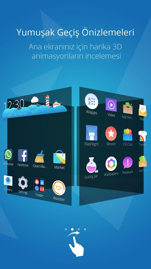 CM Launcher  android için uygulama yöneticisi
