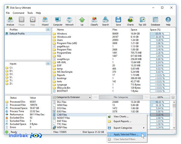 DiskSavvy  Disk analiz
