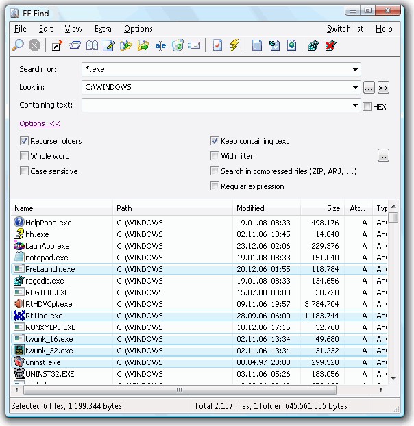 EF Find  Windows Dosya Arama Programı