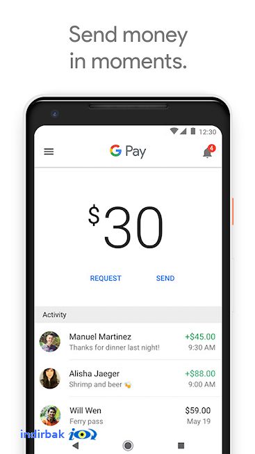 Google Wallet  android için para gönderme alma