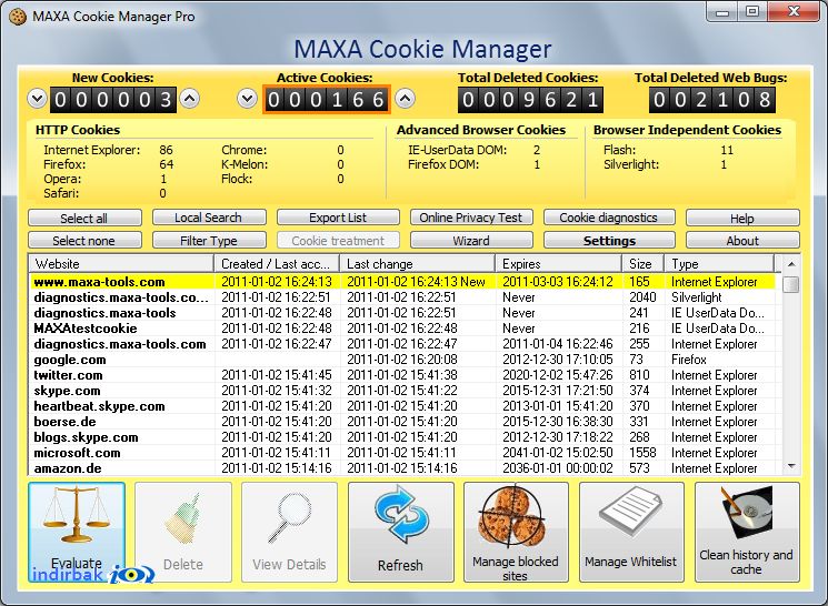 MAXA Cookie Manager  çerez temizleme