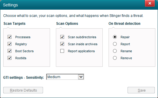 McAfee Stinger Resimli Anlatim