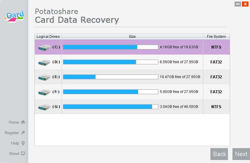Potatoshare Card Data Recovery