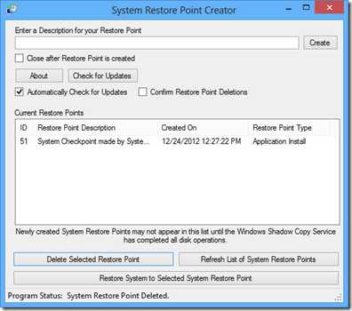 Restore Point Creator