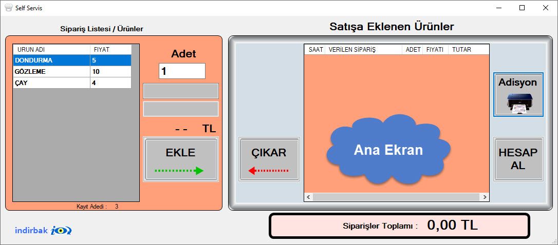 Self Servis Kasa Takip Programı