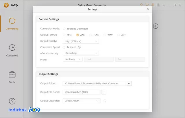 Spotify Music Converter seçenekler