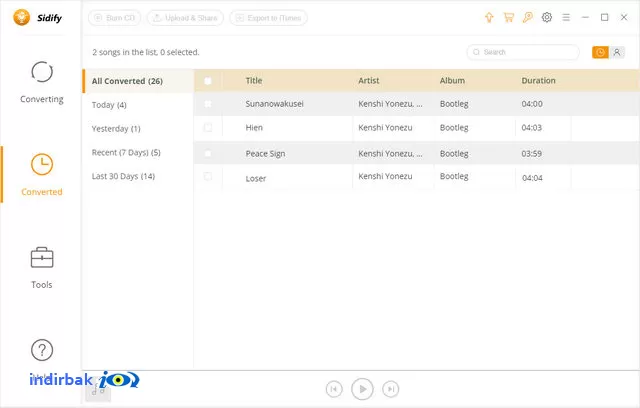 Spotify Music Converter listeleme
