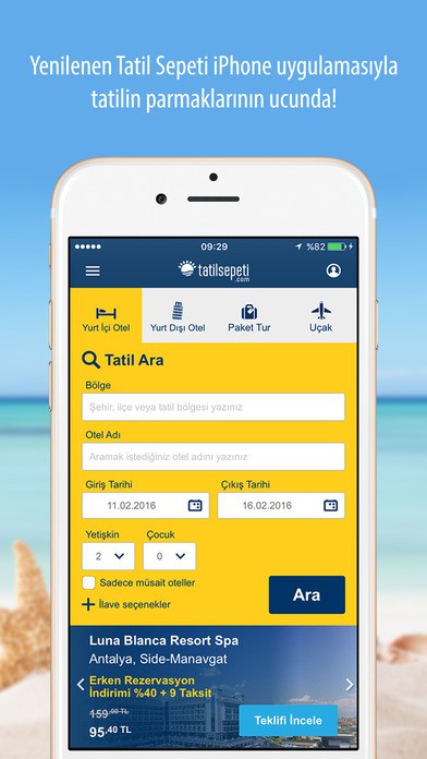 Tatil Sepeti  iphone için tatil uygulaması