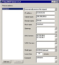 Tiny DHCP Server dhcp servisi
