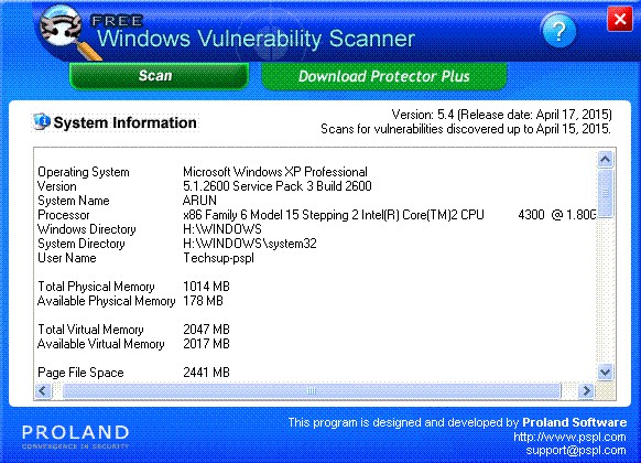 Windows Vulnerability Scanner  sistem tarama